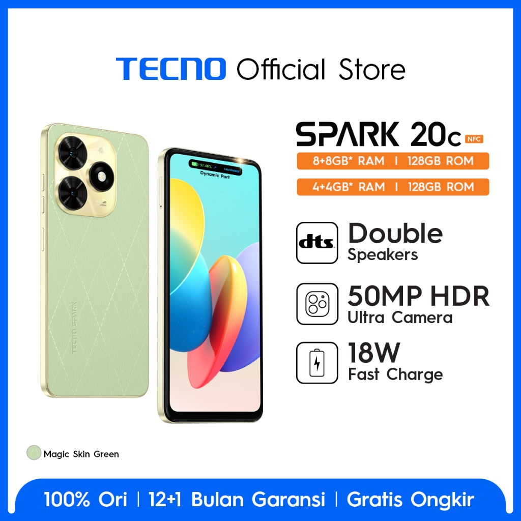 TECNO SPARK 20C NFC Harga Spesifikasi